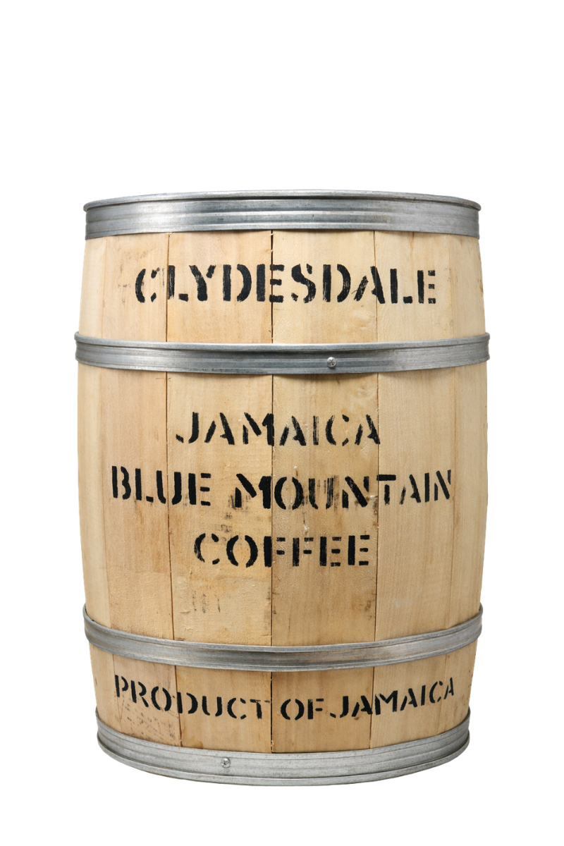 Barrel of Jamaica Blue Mountain Green Coffee Beans from Clydesdale
