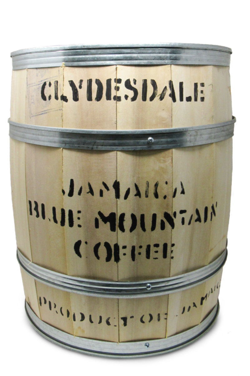 A 70kg barrel of Peaberry coffee from Clydesdale Estate