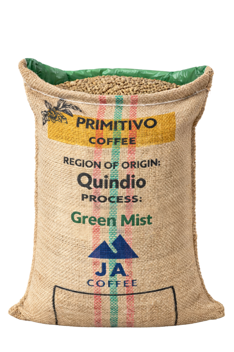 Sac de 35 kg de grains de café vert « Colombia Quindio Primitivo Green Mist, profil Honey - Vente en gros