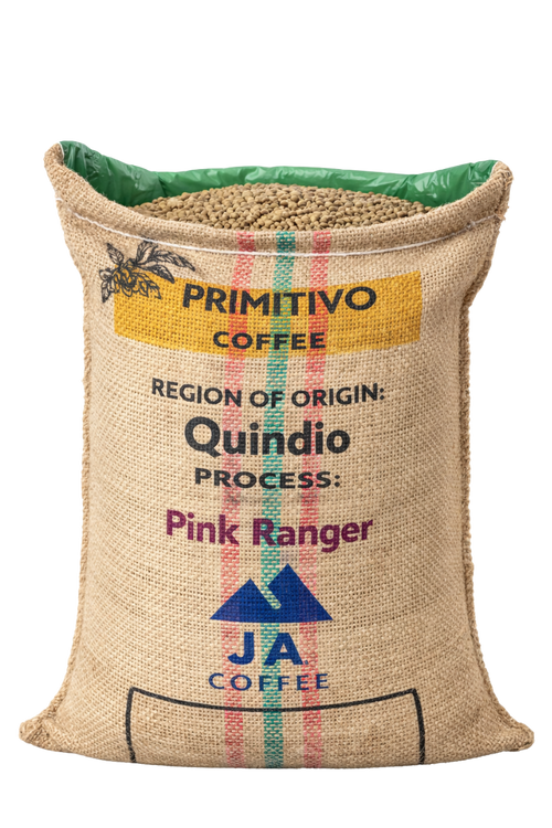 35kg Bag of Colombian Pink Ranger Specialty Green Coffee Beans from Cafe Primitivo, Anaerobic Red + CM - Wholesale